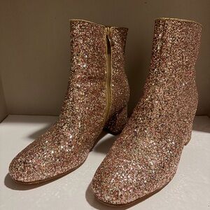 Glitter Ankle Boots - Gold Sparkle